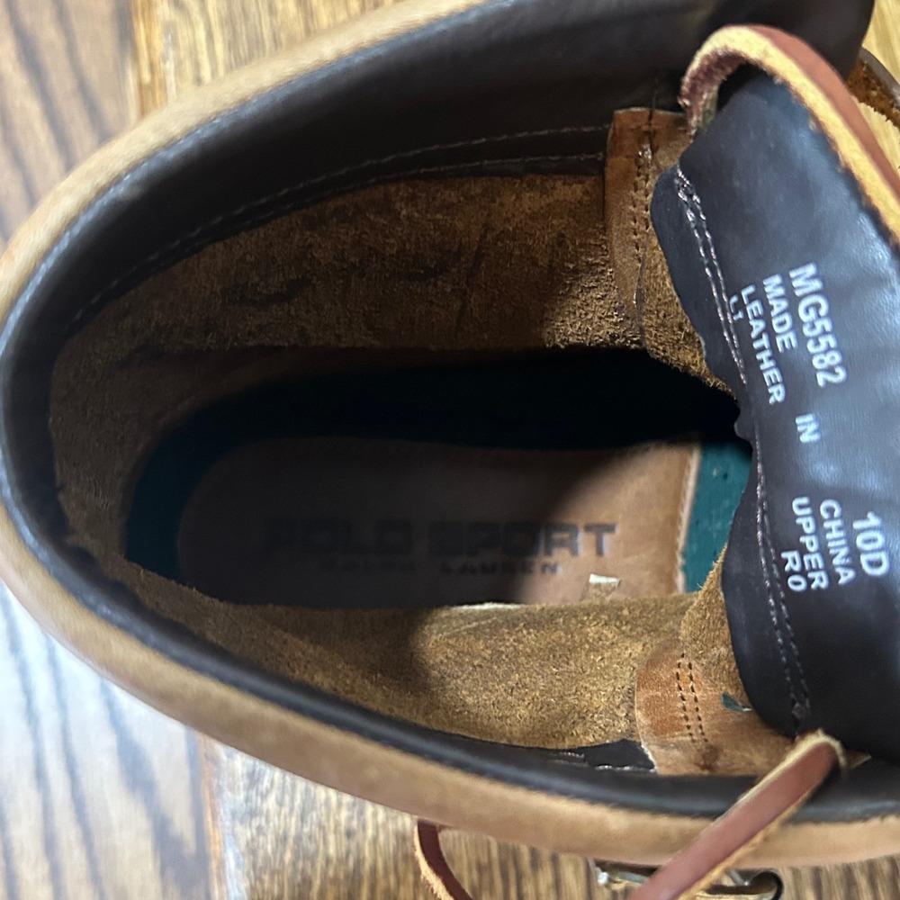 Polo Ralph Lauren Men's 10D Brown Leather Moc Toe Buckle Boots MG5582 - Picture 11 of 11